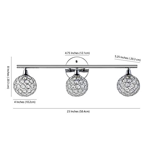 Image of JONATHAN Y 23 inch Chrome Maeve Modern Glam LED Vanity Light Sconce for Bathroom, Clear Crystal Globe Shade, Art Deco Wall Light for Hallway Entryway (JYL7536A)