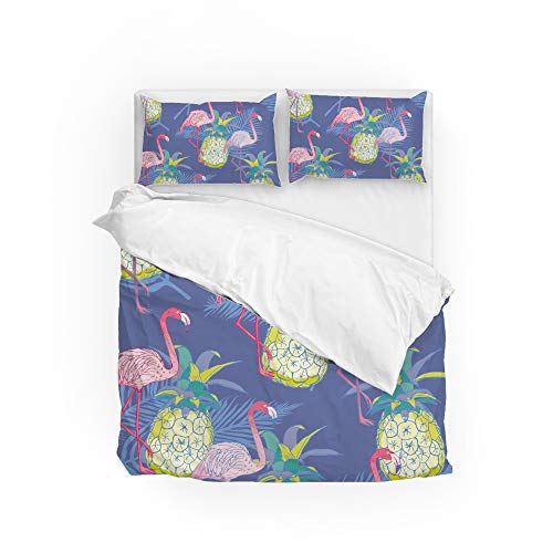 Taie d'oreiller et housse de couette durable en polyester ultra doux imprimé flamant rose - 2