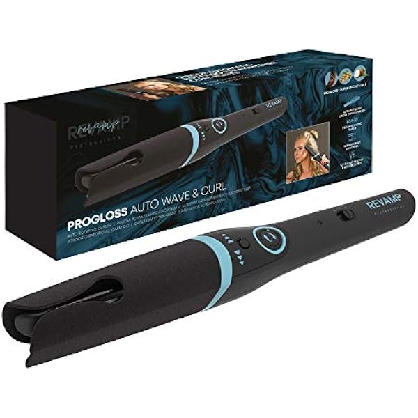 Revamp PROGLOS Auto Wave And Curl | Automatyczne obrotowe żelazko z czujnikiem dźwiękowym do kręcenia lub falowania włosów. Płyty ceramiczne z miękkim olejem