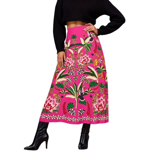 Jupe trapèze pour femme douce avec motif floral casual
