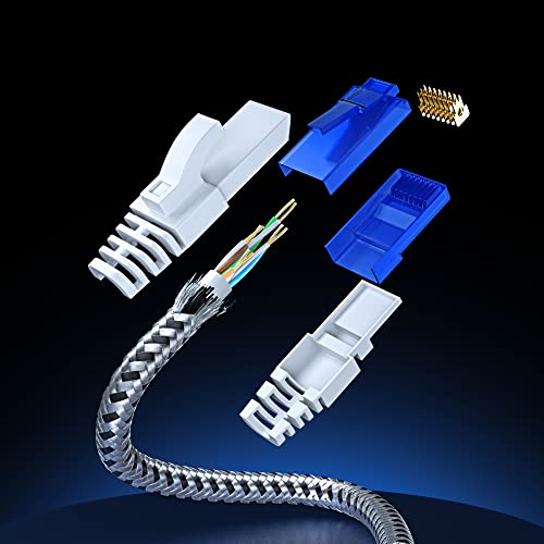 Maximm Cat 6 Ethernet Cable 15 Ft, Braided Network Cable Cat6 With Rj45 Connectors, Gigabit Lan Cable 1000 Mbps High-Speed Internet, White #TOP6