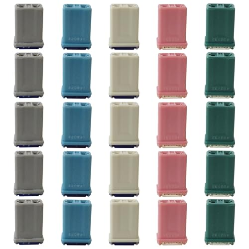 Kit de fusibles automotrices M-CASE nuevos, paquete de 25 fusibles microcartucho multicolor de 15 a 40 A para autos y SUV miniatura 4
