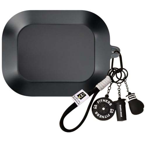 Image of Soft Silicone Case Cover for Realme Buds Air 8 with Gym Boxing Keychain (Black)