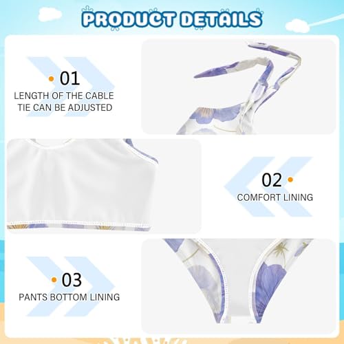 The Garden Tricolor Pansy Flower Girls' Two Piece Kids Bikini Set Beach Bathing Suit Swimming Suits Adjustable Strap4