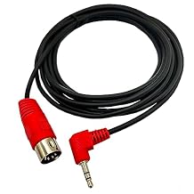 كابل 5Pin DIN ، DIN 5Pin MIDI ذكر إلى 3.5 مم TRS ذكر ستيريو التوصيل 90 درجة زاوية اتصال الصوت كابل لوحة مفاتيح الصوت بيانو تسجيل الأسطوانة ، أحمر 3M / 10Ft