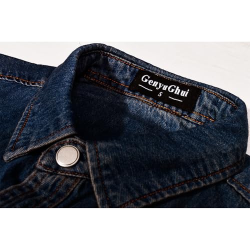 Men's Long Sleeve Slim-Fit Snap Denim Work Shirt3