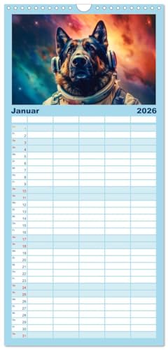 Familienplaner 2026 - Hunde im Weltall mit 5 Spalten (Wandkalender, 21 cm x 45 cm), CALVENDO: Hunde im All: Eine kosmische Reise der Niedlichkeit. (CALVENDO Wissenschaft)
