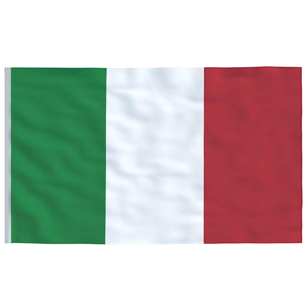 Bandera italiana de 90 x 150 cm con mástil de aluminio de 5,5 m, barra telescópica, incluye casquillo de suelo y suspensión para jardín, balcón, terraza, fiesta, fiesta, artículo para fans