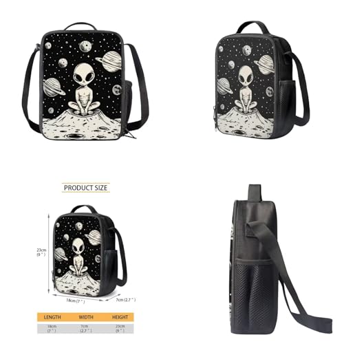 Space Alien Backpack Set with Lunch Box, Water Bottle Pouch, and Pencil Case for Boys & Girls, 17" Large School Bag4