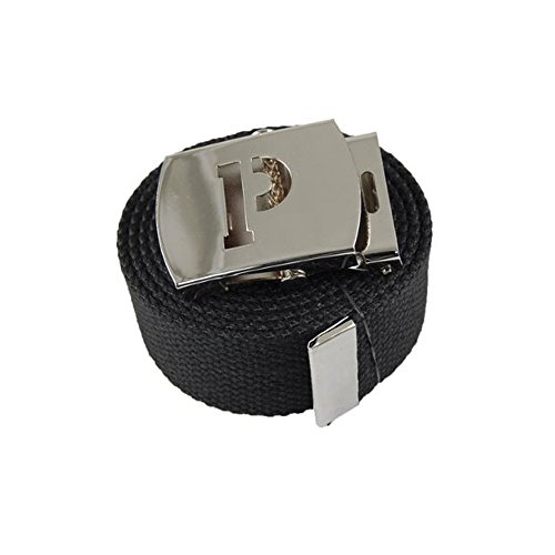 ACCmall Capital Initial P Canvas Military Web Black Belt & Silver Buckle 60 Inch