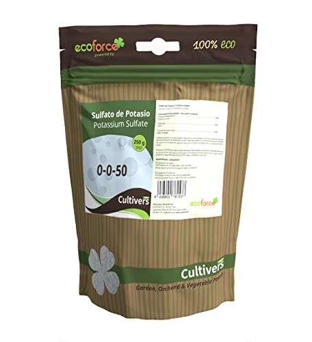 CULTIVERS Sulfato de Potasio 250 g | Producto de Origen Mineral Hidrosoluble para Uso Técnico en Jardinería y Aplicaciones Domésticas, Disolución en Agua
