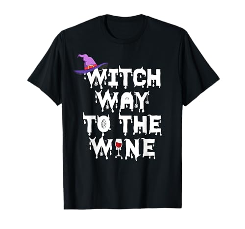 Witch Way To The Wine Shirt Divertido regalo de vino Camiseta