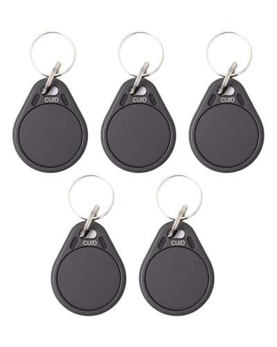RFID Schlüsselanhänger Set 5 Stück, Programmierbare CUID RFID Chips & NFC Tags für Android (MCT), UID Modifizierbar Kompatibel mit Zutrittskontrollsystemen Schwarz