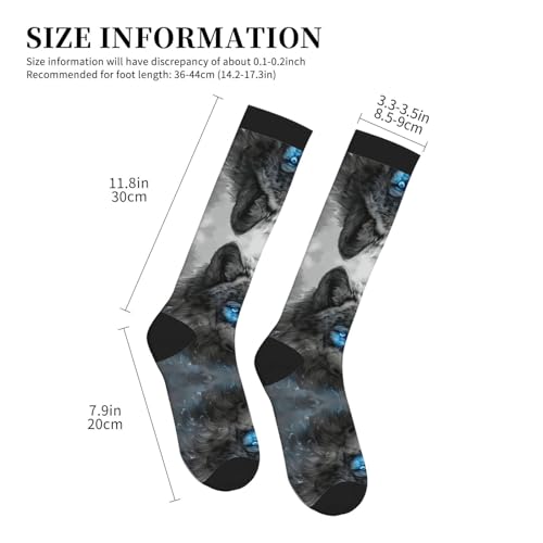 Blue Eyes Wolf Print Compression Socks For Men Women 15-20 Mmhg Running Support Socks,For Athletic Hiking Flight4