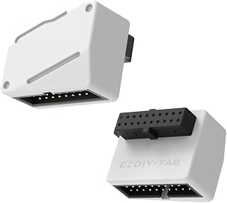 EZDIY-FAB USB 3.2 Gen 1 19-Pin 90-Grad Winkeladapter, Mainboard USB 3.0 Intern Header Adapter,19-Pin / 20-Pin Stecker-zu-Buchse Konverter für Front USB-A, Weiß-STD