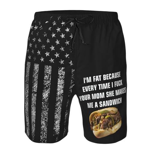 I’m Fat Because Every Time I Fuck Your Mom She Makes Me A Sandwich Gifts Men's Swim Trunks Bathing Suit Board Shorts4