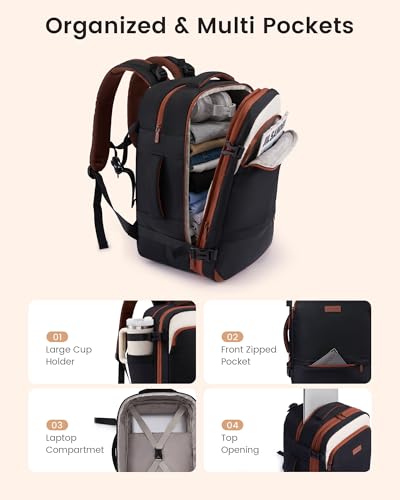 LOVEVOOK Travel Backpack for Women, 40L Large Carry On Backpack, Personal Item Travel Bag Flight Approved, Business Weekender Overnight Essentials Waterproof Back Pack With 2 Cubes, Fit 17 Inch Laptop - Image 6