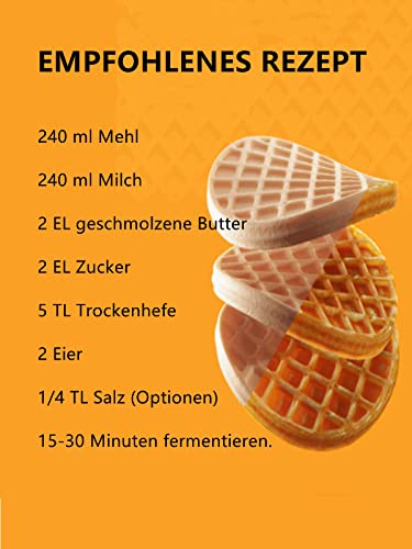 Waffeleisen 850w, Belgische Waffeleisen 20 cm, Bräunungskontrolle, Antihaftbeschichtung Platten, Cool Touch-Griff… – Bild 6