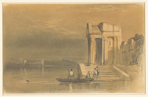 Pintura al óleo SERENDIPITP de alta calidad artística con ruinas clásicas y paisaje de lago