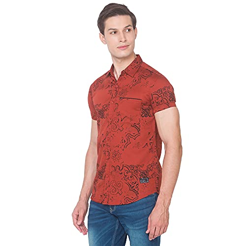 Image of Spykar Men's Slim Shirt (8907966639959 Rust RED 4XL)