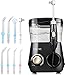Produktbild Munddusche, Homitt Wasser Flosser, Profi Munddusche Dental elektrische Oral Irrigator, 600ml Wassertank mit 7 Düse und 1 Zahnbürste, 10 Druckeinstellungen für Familiengebrauch-Schwarz