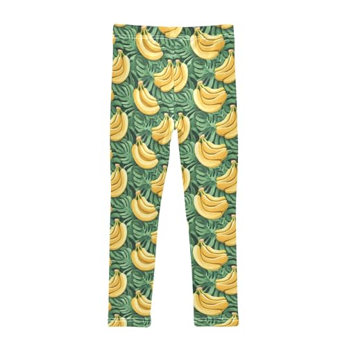 senya Girls Printed Leggings Yoga Pants Banana Leaves Pattern for Kids in 4t to 10 Years, 4T2