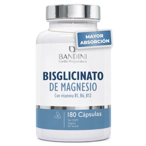 Bandini® Bisglicinato de Magnesio + Vitamina B1,B6 y B12, 180 cápsulas