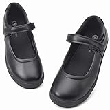 festooning Girl's Mary Jane School Uniform Shoes Strap Dress Flats Black Size 1