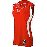 Mizuno Damen 350604.1000.07.XL Elite 2-Knopf-Spieltrikot – ärmellos, Rot-Weiß, X-Large