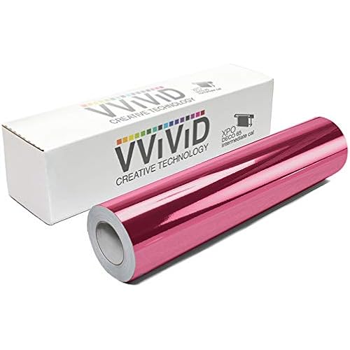 VViViD Chrome Pink Gloss DECO65 Permanent Adhesive Craft Vinyl Roll for Cricut, Silhouette & Cameo (7ft x 1ft Roll)