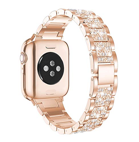 Mosonio Compatible With Apple Watch Band 40Mm With Case Women, Jewelry Replacement Metal Wristband Strap With 2 Pack Bling Pc Protective Cover For Iwatch Series 6/5/4(Rose Gold) #TOP1