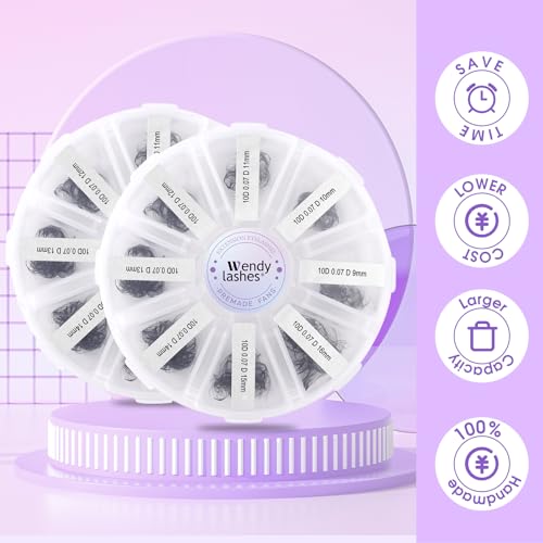 Premade Fans Eyelash Extension 10D D Curl 0.03mm 500 Fans 9-16mm Mixed Pre Made Fans Thin Base Russian Lash Extensions Pro Made Loose Lash Fans(500-10D-0.03-D-916) - Image 4