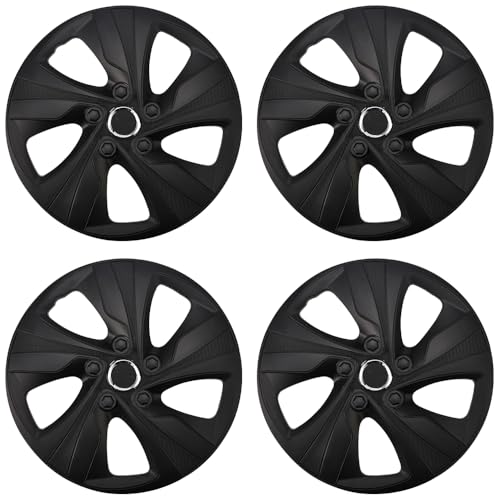 Image of Matte Black Hubcap Wheel Cover Replacement Kit 14 inch Hub Caps Wheel Rim Cover Car Exterior Accessories Pack of 4, 14 Inches