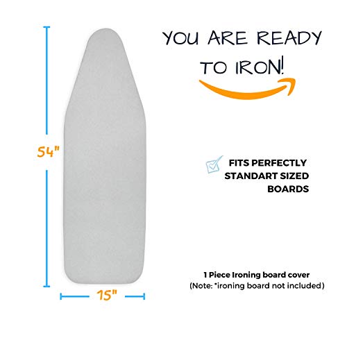 SAVUK Ironing Board Cover and Pad Standard Size Silicone Coated 4 Layers 15x54 inch Extra Heavy Duty Thick Padding, Heat Reflective, Non Stick Scorch and Stain Resistant