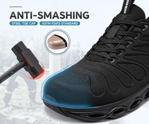 LARNMERN Steel Toe Shoes for Men Women Wide Lightweight Safety Sneakers Comfortable Safety Shoes Colorful Tennis Work Shoes3