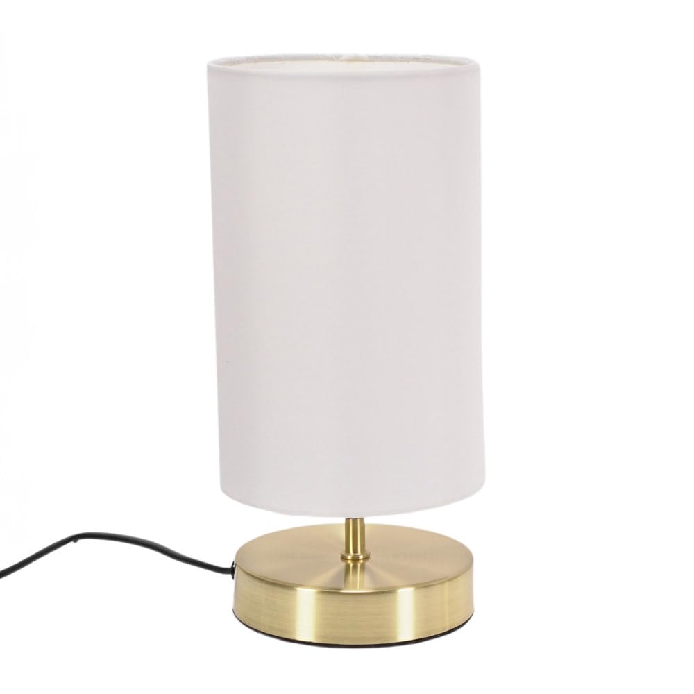 ValueLights | Brushed Gold Cylinder Touch Dimmer Table Lamp with White Fabric Shade Bedside Light Bedside Light | Table Lamps, Home Décor & Improvement Essential