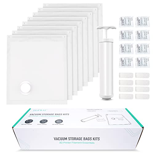 SUNLU Kit de Stockage sous Vide de Filament d'Imprimante 3D, 8 PCS Sacs de Stockage sous Vide pour Filament 3D, EnlÃ¨ve l'HumiditÃ© du Filament Humide, Kits de Sacs ScellÃ©s pour Stockage Bobine, 32*34cm