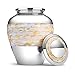 Brass Mother of Pearl Large Cremation Urns for Human Ashes Adult Size Male Female Funeral Memorial Urns for Mom Dad Son Men Women with Secured Lid Silver Finish 9