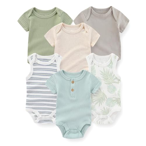 Image of JELYLOVE Fashion Baby Boy Girl Bodysuits 6-Pack Casual Cotton Soft Infants Outfit New born Clothes