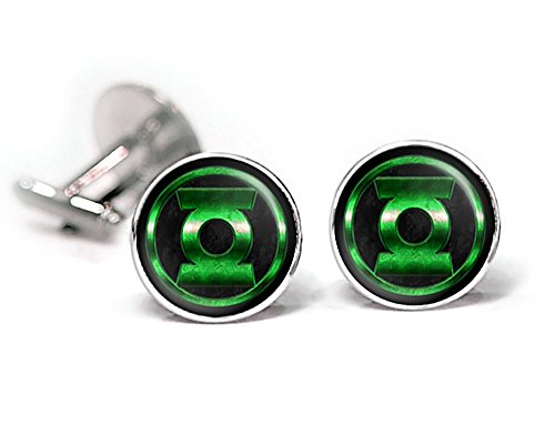 SharedImagination Green Lantern Cufflinks, The Justice League Jewelry, Avengers Tie Clip Tack, Cuff Links Link, Groomsmen Gift Wedding Party