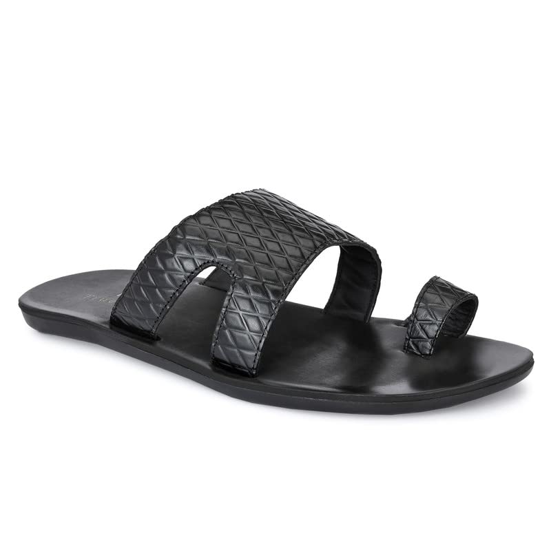 TrueYarn Mens Original Leather Slippers | Stylish & Trendy | Textured Leather | Durable | Semi-Formal | Casual | UK- 8 (Black) (B0BDRT14PT) Amazon Price History, Amazon Price Tracker