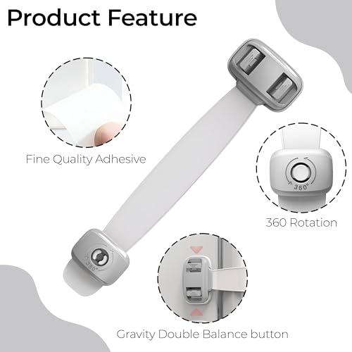 Image of Bembika Furniture Safety Locks for Kids, Child Safety Lock for Fridge, Drawers, Cupboard, Cabinet, Window Safety Multifunction Accessories for Baby and Toddlers Grey - 1 Pcs