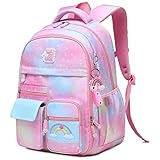 Wraifa Backpack for Girls, Rainbow Bookbag Elementary School Bag Princess Girl Backpacks Mochilas Pa