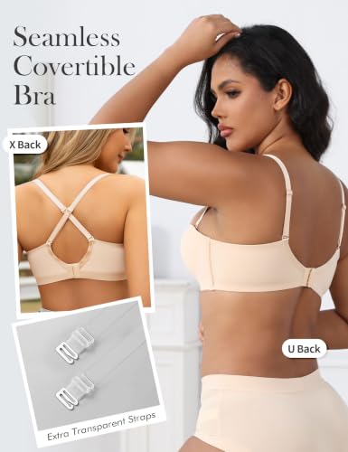Image of Wireless Push Up Balconette Bras for Women Seamless Bra Nude 38C
