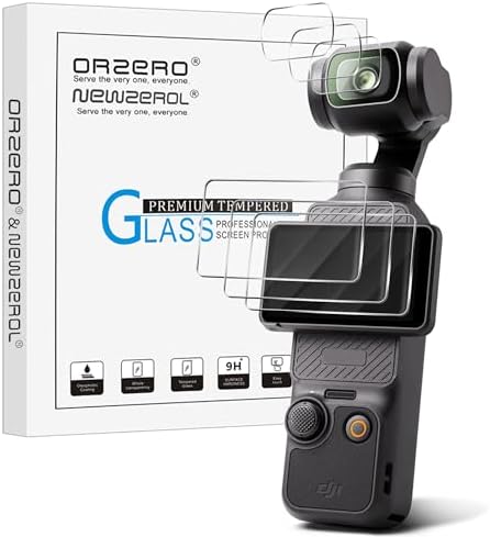 (3 Sets 6 Packs) Orzero Compatible for DJI Osmo Pocket 3 Camera, Tempered Glass Camera Protectors + Display Screen Protectors 9H High Definition Clear Anti-Scratch Bubble-Free