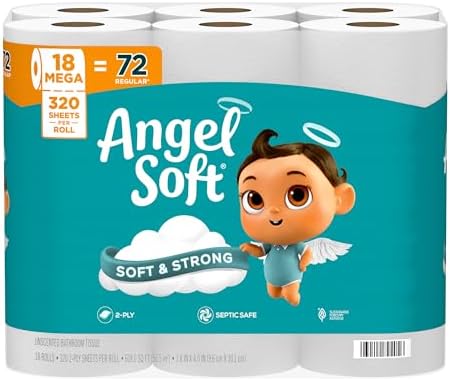 Angel Soft Toilet Paper, 18 Mega Rolls = 72 Regular Rolls, Soft a...
