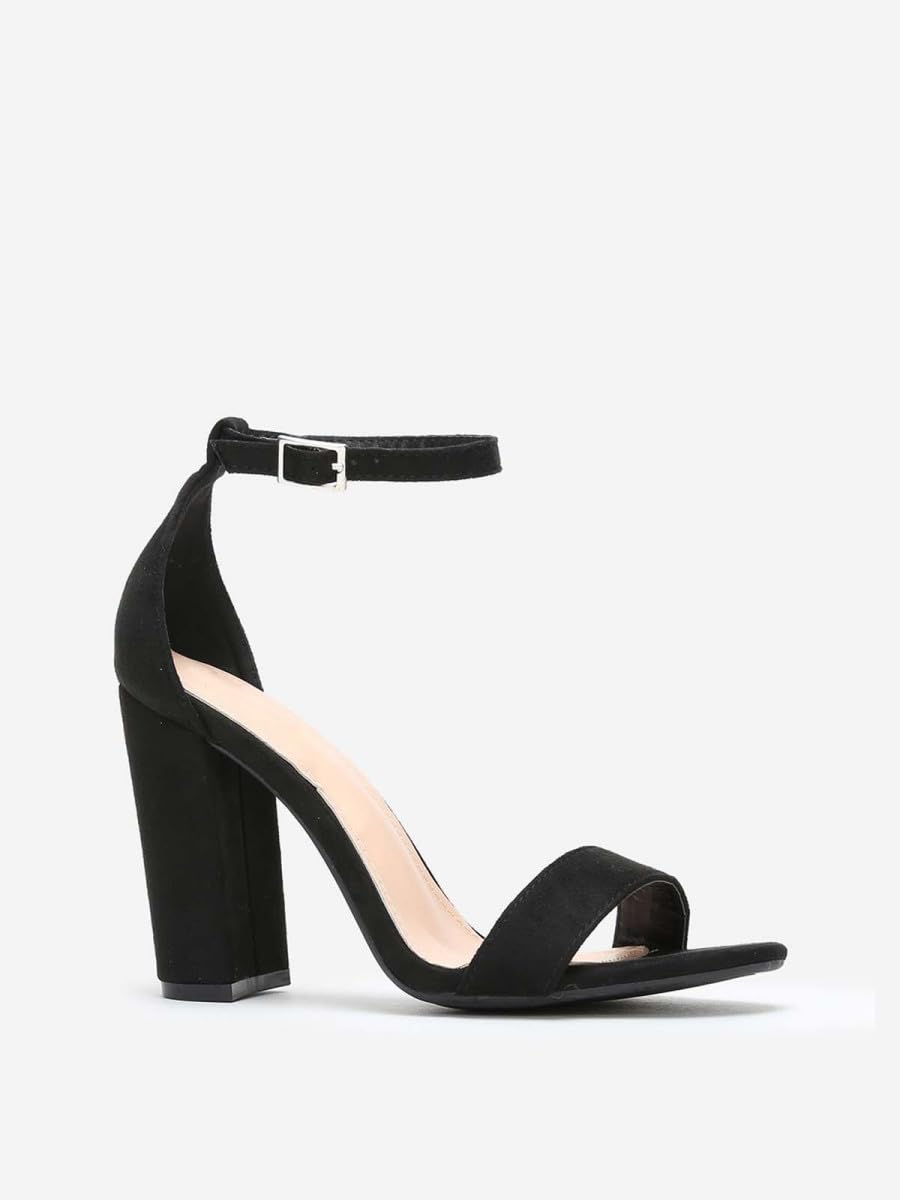 La Modeuse -Sandales, Nu-Piede-Sandali in camoscio Alto Tacco quadrato e spesso, Nero , 38 EU