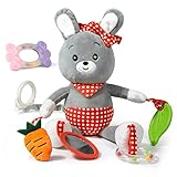 Rabbit Baby Toy 0-6-12 months, Baby Car Seat Toy and Stroller Toy Easter Gifts for Babies with Teeth