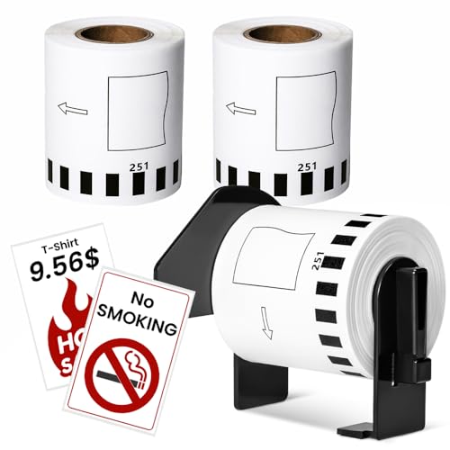 Image of DK-2251 Compatible with Brother 2-3 /7 inch x 50' Black /Red on White Paper Label