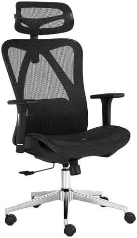 Silla Oficina Ergonómica con Reposacabezas, Reposabrazos 3D, Sopo...